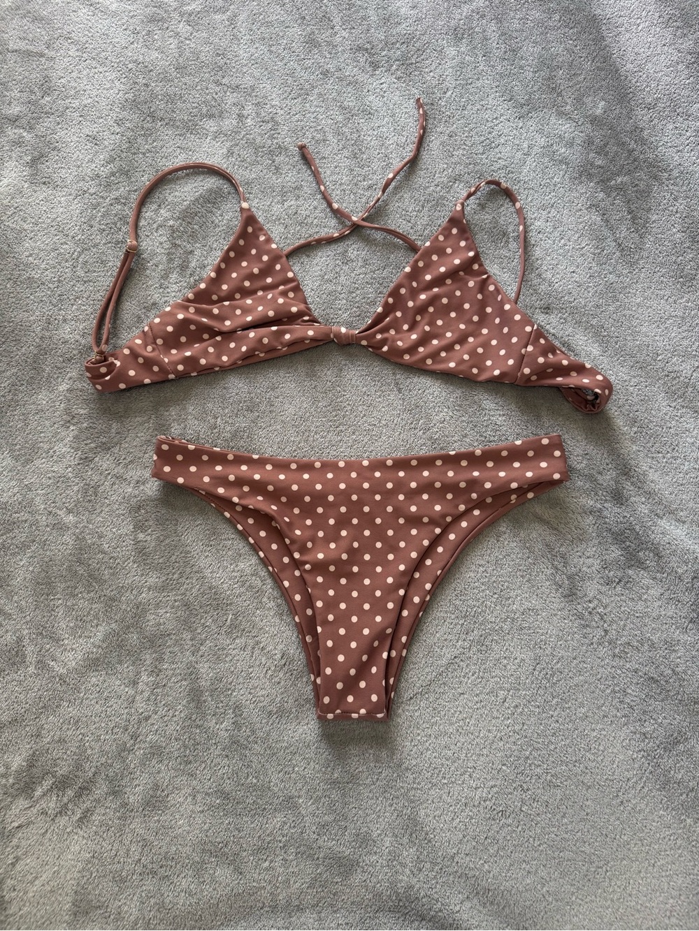Skatie Brown Polka Dot Triangle Bikini